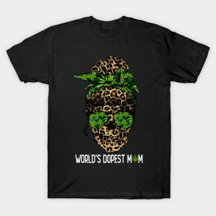 Leopard Skull Lady World's Dopest Mom Marijuana Weed T-Shirt